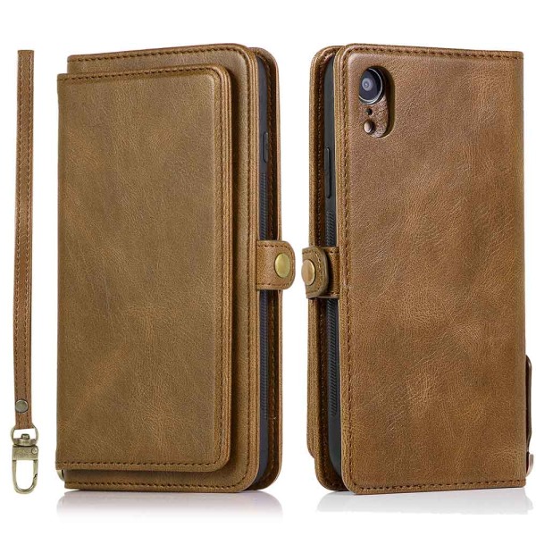 iPhone XR - Stilfuldt Dual Function Wallet Cover Svart