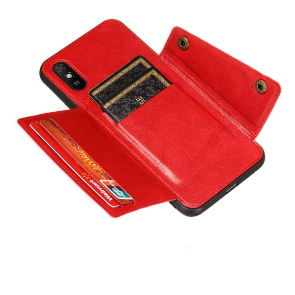 Xiaomi Redmi 9AT - Profesjonelt etui med kortholder Röd