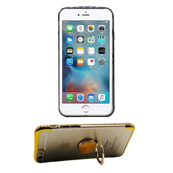 iPhone 6/6S - Skyddande Silikonskal med Ringhållare Guld Guld