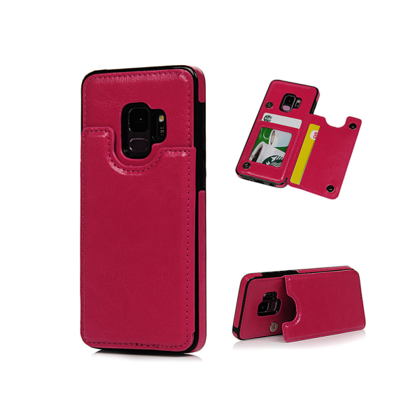 Skinnveske med lommebok/kortspor til Samsung Galaxy S9 Rosa