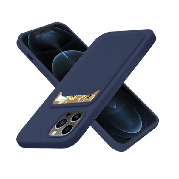 iPhone 12 Pro Max - Glatt FLOVEME-deksel med kortholder Mörkblå