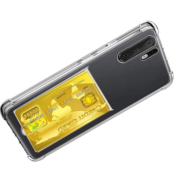 Huawei P30 Pro - Silikonskal med Kortfack Transparent
