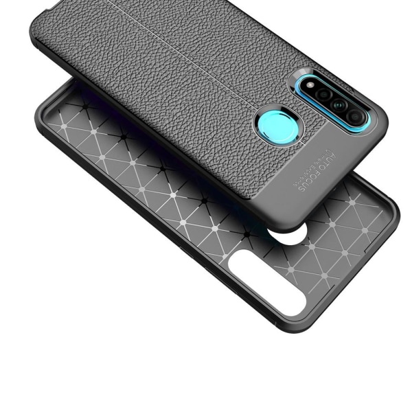 Huawei P40 Lite E - Kraftfuld Litchi Design Cover Mörkblå