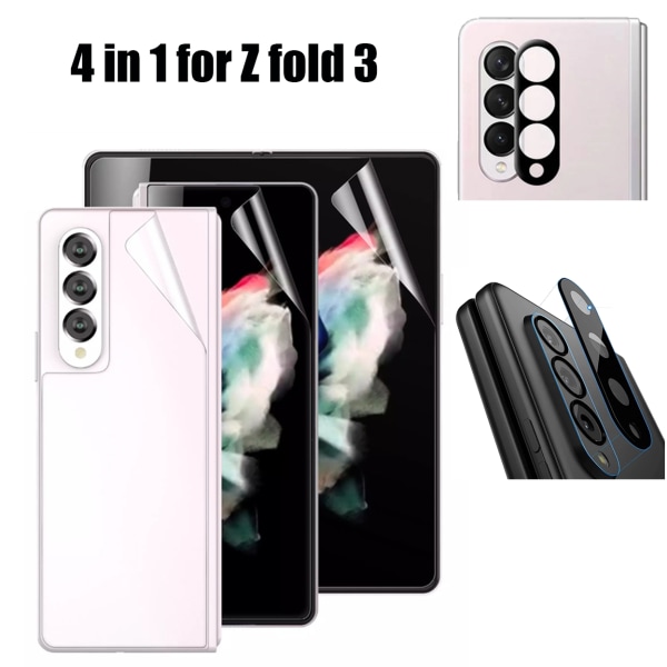 4-in-1 Galaxy Z Fold 3 Skärmskydd 2.5D Kameralinsskydd Transparent