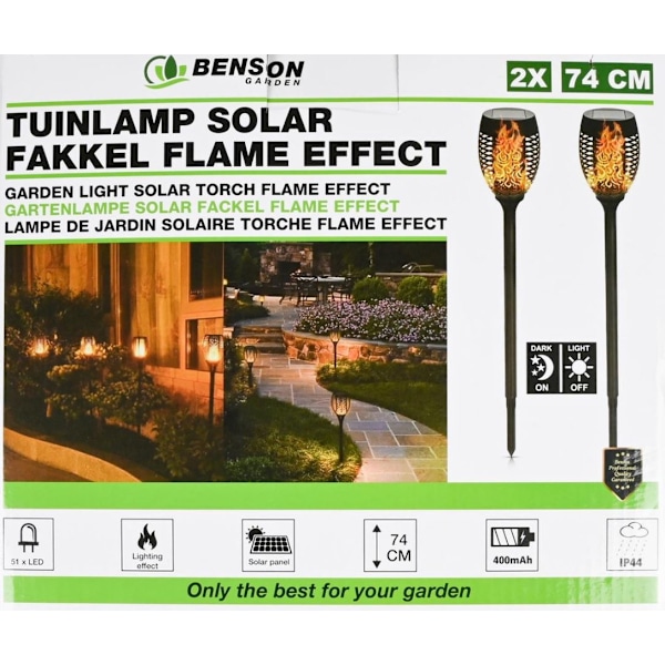 Solcellsdriven Trädgårdslampa med Realistiskt Flammeffekt