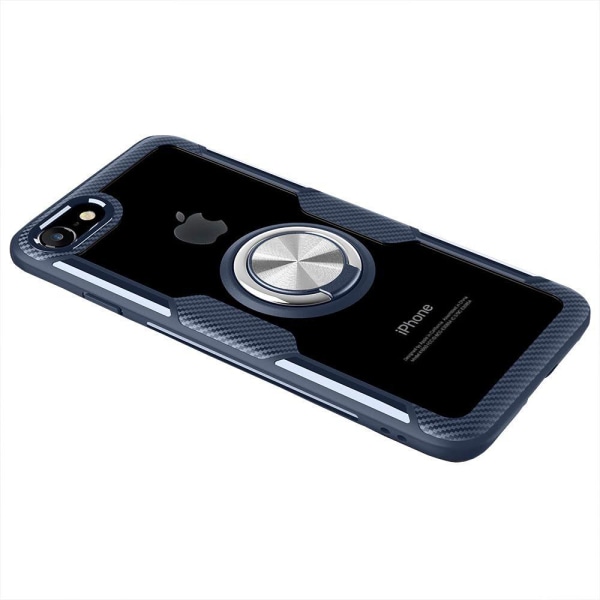 Tyylikäs kansi sormustelineellä - iPhone 8 Marinblå/Silver
