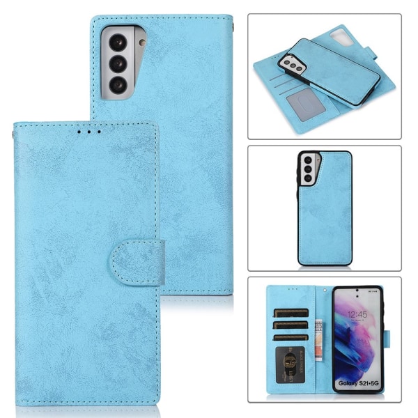 Samsung Galaxy S21 - LEMAN lommebokdeksel (skallfunksjon) Mörkblå