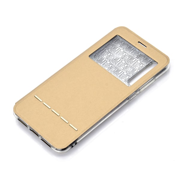 Huawei P30 - Stilfuldt smart etui med vindue (LEMAN) Guld