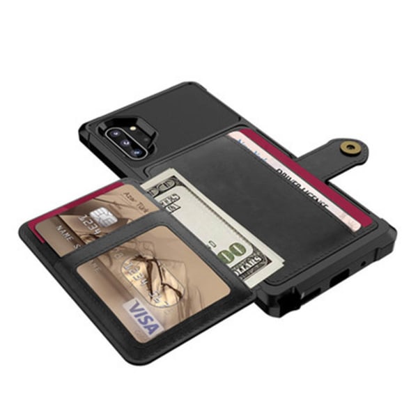 Samsung Galaxy Note10+ - Praktiskt Skyddsskal med Kortfack Brun Brun