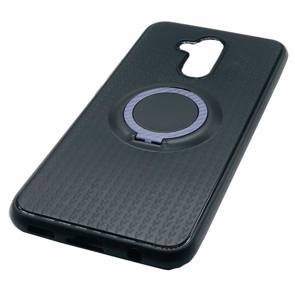 Carbon design Cover med ringholder - Huawei Mate 20 Lite Blå