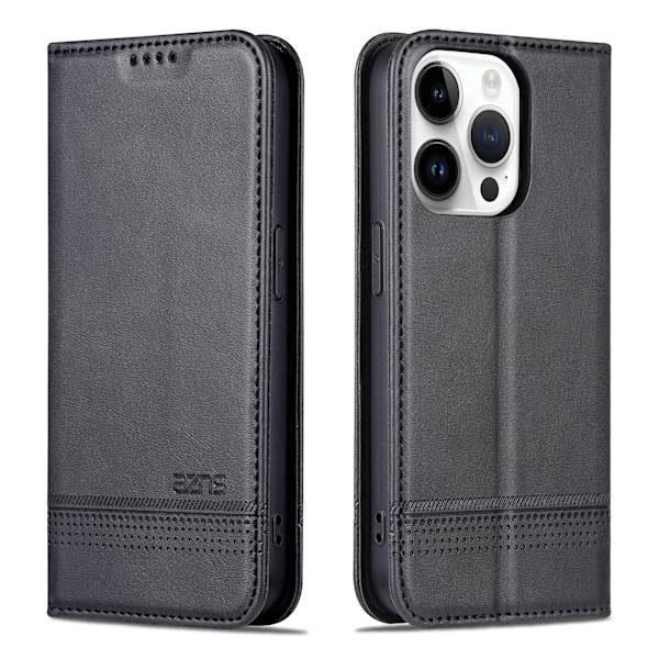 iPhone 15 pro max - Magnetisk PU Läder med 3 kortfack Röd