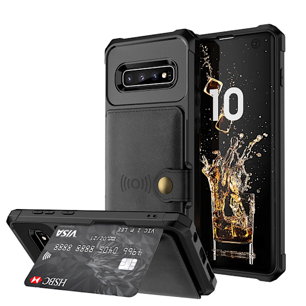 Samsung Galaxy S10 - Praktisk Smart Cover med kortrum Blå