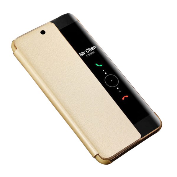 Elegant etui med Smart-View til Huawei P20 Pro Guld