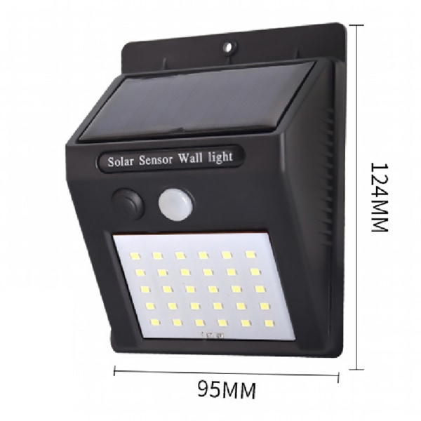 Effektfull Hållbar Solcells PIR Automatisk Utomhusbelysning 30 LED