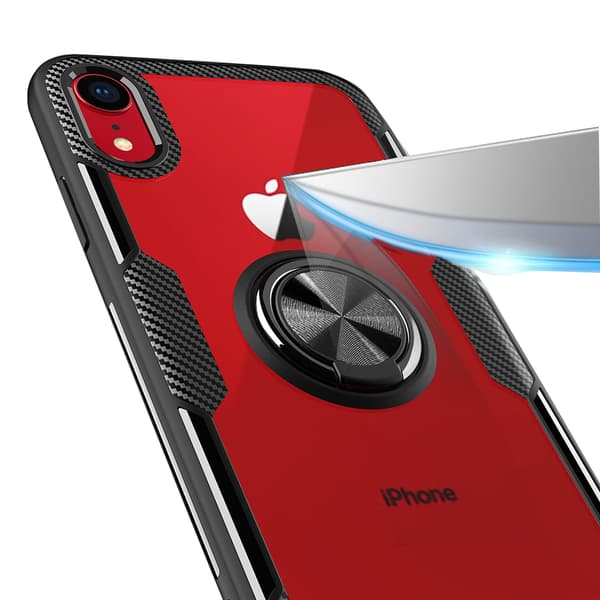 iPhone XR - Genomtänkt Skal med Ringhållare Blå/Blå