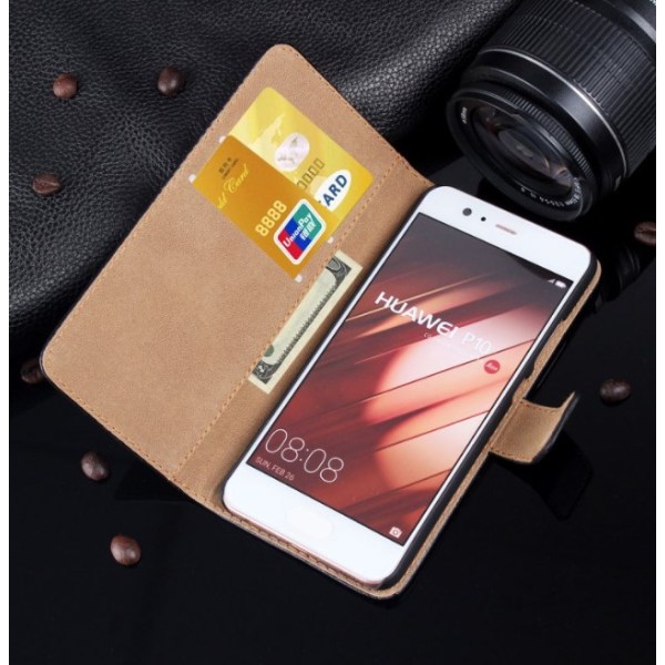 Huawei P10 Plus - Stilrent Plånboksfodral från TOMKAS (Läder) Orange