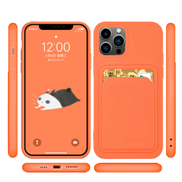 iPhone 13 - Skyddande Floveme Skal med Korthållare Orange