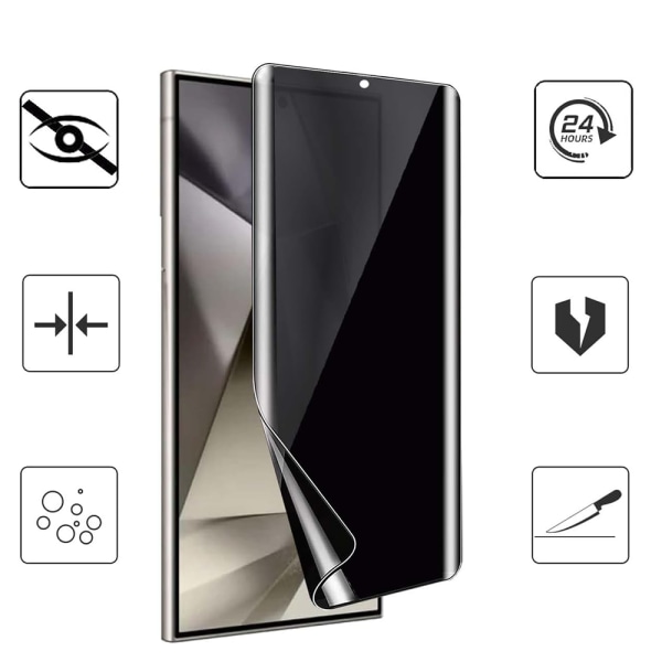 2-PACK Samsung Galaxy S24 Ultra Integritetsskyddande Hydrogel Mj Transparent, Svart Ram