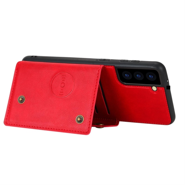 Samsung Galaxy S21 FE - Käytännöllinen kansi korttitelineellä Röd