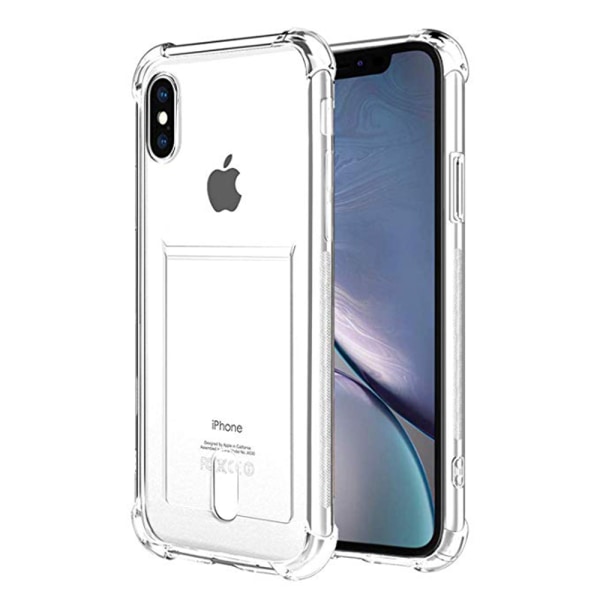 iPhone X/XS - Praktiskt Skyddande Skal med Kortfack Transparent/Genomskinlig