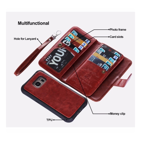 Praktisk lommebokdeksel (LEMAN) - Samsung Galaxy S6 Edge Plus Rosa