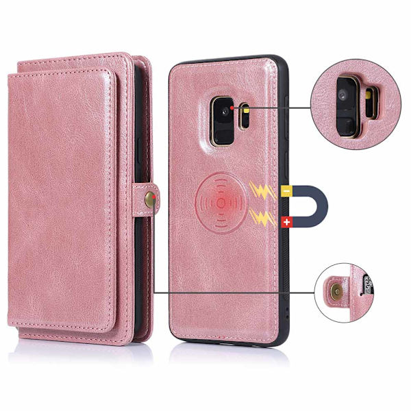 Eksklusivt og vellaget lommebokfutteral - Samsung Galaxy S9 Roséguld
