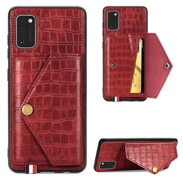 Samsung Galaxy A41 - Praktisk stilfuldt cover med kortholder Röd