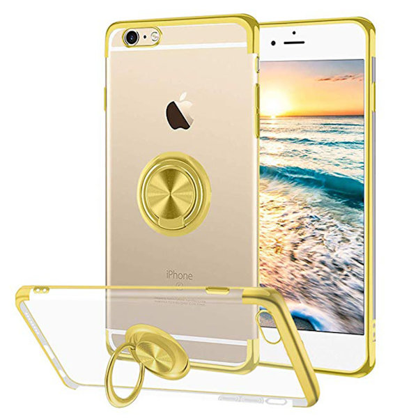 iPhone 5/5S - Robust Silikonskal med Ringhållare Guld