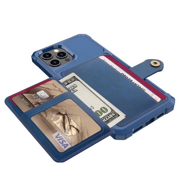 iPhone 12 Pro Max - Praktisk stilfuldt cover med kortholder Blå