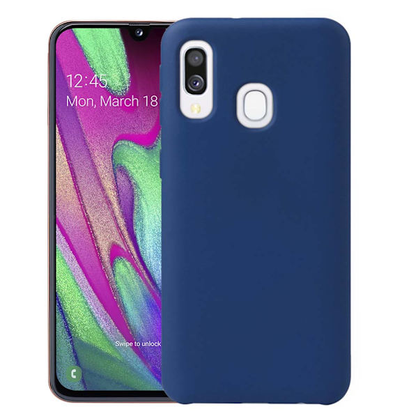 Samsung Galaxy A40 - Skyddande Matt Silikonskal Marinblå