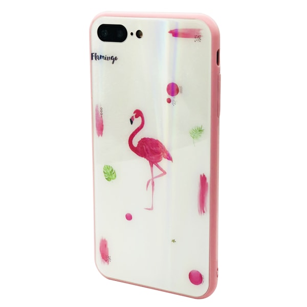 Elegant beskyttelsescover til iPhone 8 (Hærdet glas) Flamingo