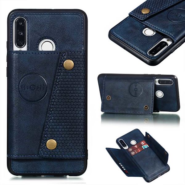 Huawei P30 Lite - Praktiskt Retro Skal med Kortfack Svart