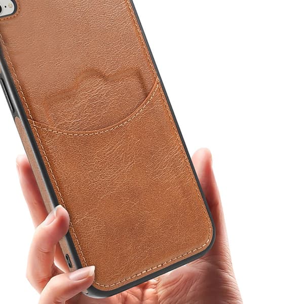 iPhone 7/8/SE2 Leman Mobilskal med Kortförvaring Mörkbrun