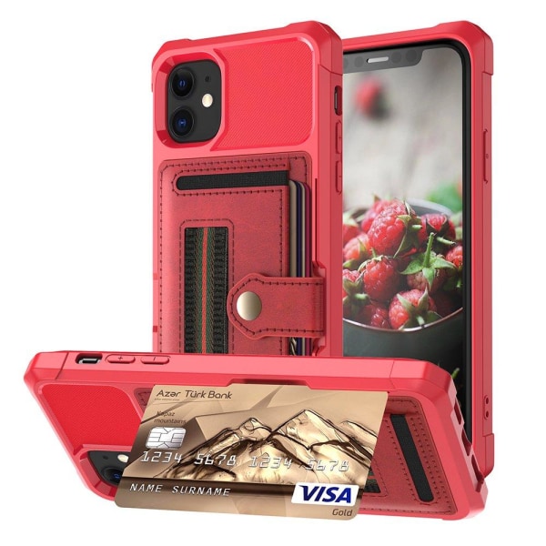 iPhone 12 Mini - Gennemtænkt stilfuldt cover med kortholder Röd