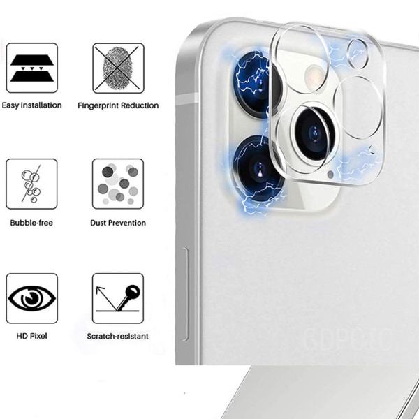 2-PACK iPhone 13 Pro HD kamera linsecover Transparent/Genomskinlig