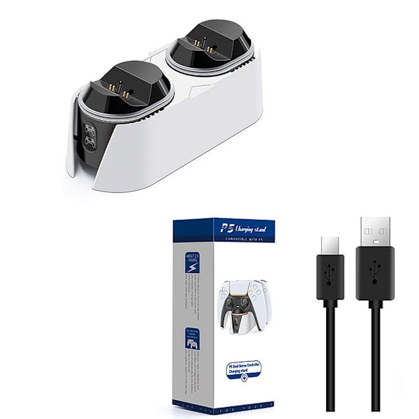 RGB-kontrollerladdningsstation för PlayStation 5. Snabb laddning med LED-indikator. White