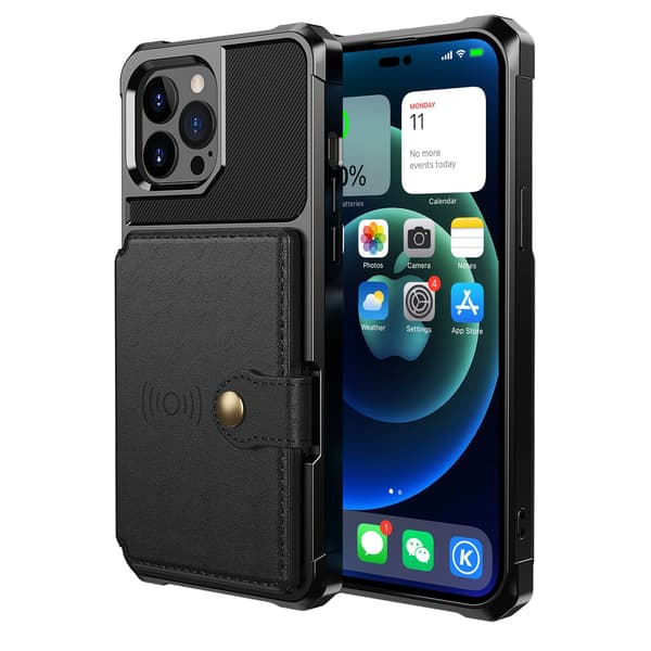 iPhone 14 Pro Max - Stilfuldt Etui med Kortlomme Blå