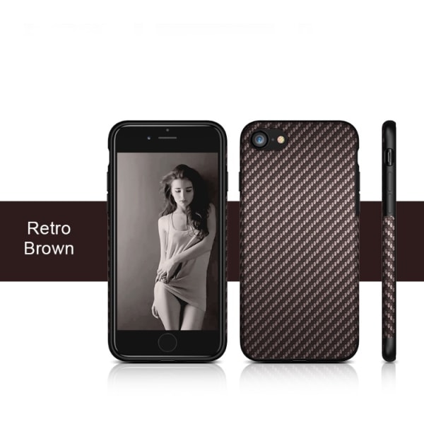 IPhone 6/6S Silikon/gummi skal med en effektfull Carbondesign Brun Brun