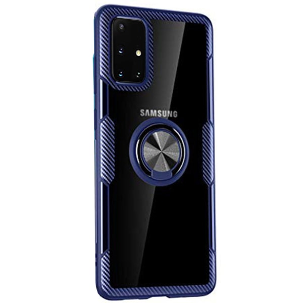 Samsung Galaxy A51 - Stilfuldt Leman-cover med ringholder Marinblå/Silver