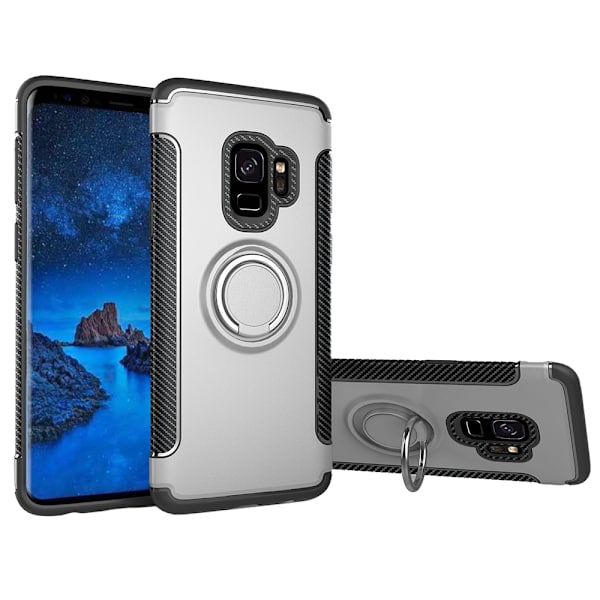 Samsung Galaxy S9 - Smart Skal med Ringhållare Silver