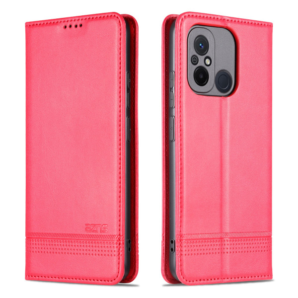 Lyxigt läderfodral för Redmi 12C Röd