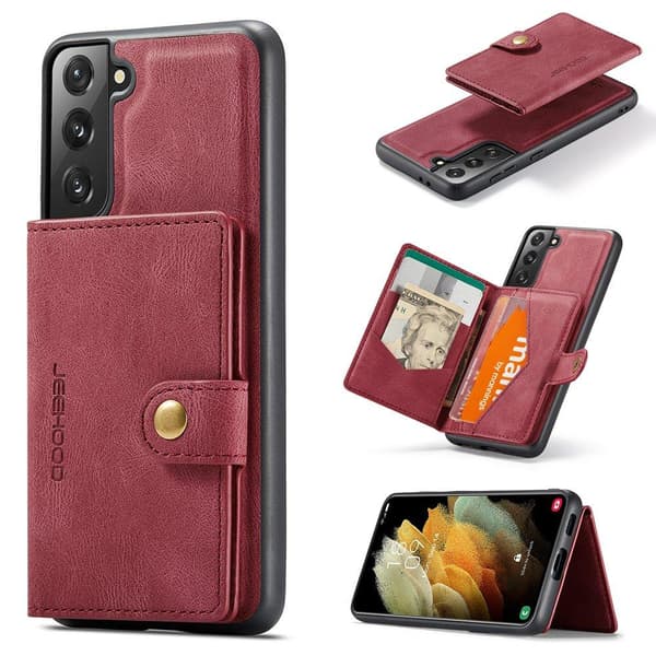 Samsung Galaxy S21 - Elegant Skyddsskal med Kortfack Roséguld