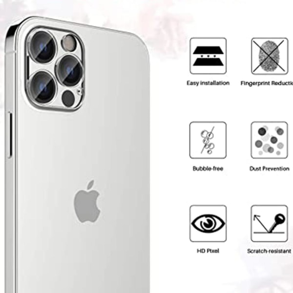3-i-1 iPhone 12 Pro Max for- og bagside kamera linsecover Transparent/Genomskinlig