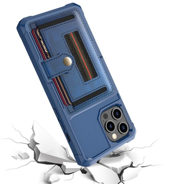 iPhone 12 Pro Max - Praktiskt Stilsäkert Skal med Korthållare Blå