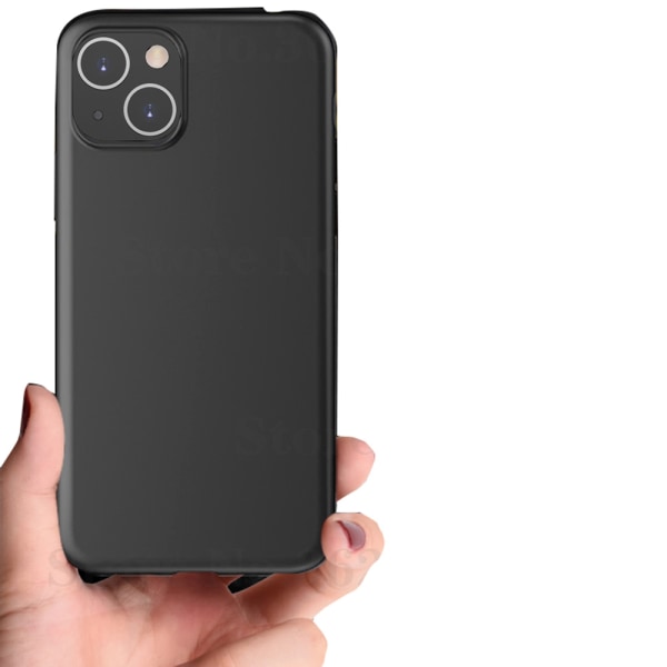 iPhone 15 PLUS - Matt deksel med støtdempende silikon Black
