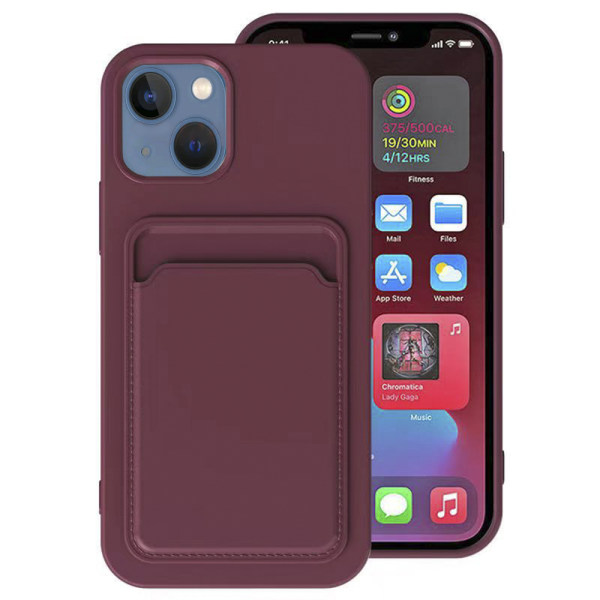 iPhone 14 Plus - Effektivt stilfuldt cover med kortholder Röd