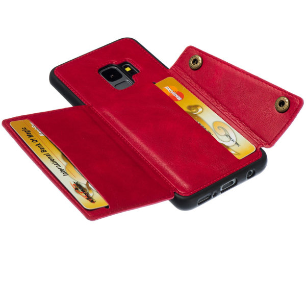 Skal med Kortfack - Samsung Galaxy S9 Röd