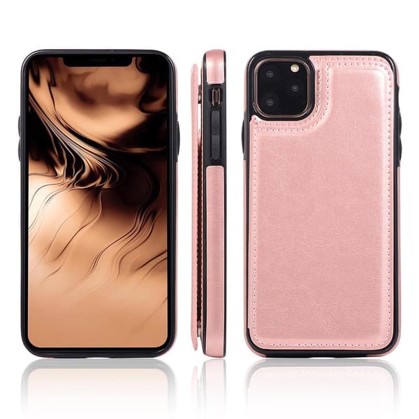 iPhone 11 Pro Max - Praktisk Nkobee-cover med kortrum Rosaröd