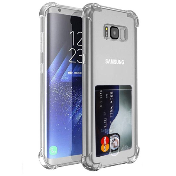 Praktisk cover med kortholder - Samsung Galaxy S8 Plus Transparent/Genomskinlig