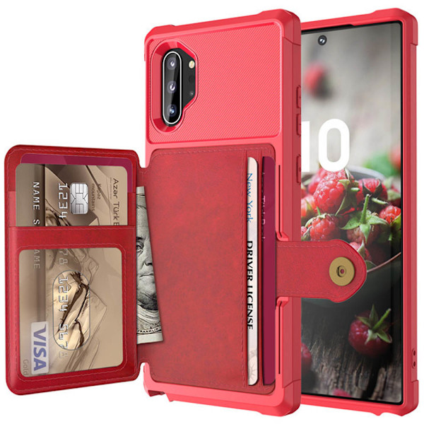 Elegantti älykäs kuori korttipaikalla - Samsung Galaxy Note10+ Blå Blå